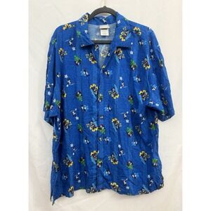 Authentic Disney Store Mickey Mouse‎ Original Shirt Blue Hawaiian Print Mens L